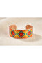 Copper Anatolian Hand-Woven Kilim Patterned Wide Adjustable Clamp Bracelet - 2