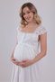 New Season Ecru Special Lace Design Strap 100% Cotton Maternity Nightgown-Dressing Gown Set of 2 - 3