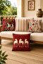 Horse and Flower Patterned 4-Piece Throw Pillow Cover Set - 2