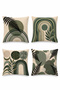 Green Bohemian Amazon Patterned 4-Piece Throw Pillow Cover Set - 3