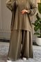 6578 - Oversize Comfortable-Stylish Vanizeli Modal Single Jersey Knit Fabric - Casual Women's Top and Bottom Set - 5