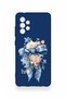 Samsung A52 Compatible Blue Ribbon Flower Pattern Silicone Case - 2
