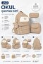 4-Piece Satin Fabric Waterproof Primary School Bag Set with Lunch Bag, Pen Holder and Accessory Bag - 5