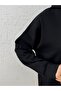 Çağıl Self-Stripe Kangru Pocket Hooded Sweatshirt-Mf1832 Black - 2