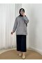 Çağıl Self-Stripe Kangru Pocket Hooded Sweatshirt-Mf1832 Gray