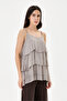 بلوزة حريرية مبطنة متعددة الطبقات من ماركة مينزون الإيطالية مع حزام قابل للتعديل، مقاس 36 - 40 - 3