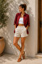Women's Oversize Linen Textured Long Loose Shirt - 4