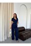 Women's Buckled Double-Breasted Top and Striped Modal Pants Set - 5
