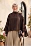 Loose Polyviscon Tunic with Long Belt on the Back - Dark Brown