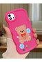 Realme C11 2021 Compatible Case Camera Protector Red Silicone Couple Phone Case Bear Pattern