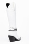White Matte Leather Metal Toe Cap Below the Knee Staple Belt Detail Western Cowboy Boots - 3