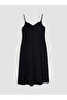 Black V-Neck Muslin Dress with Rope Straps