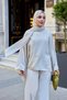 Women's Crew Neck Waist Tie Linen Cape Poncho Beige - 2