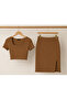 Summer Square Neck Crop Top and Slit Skirt Knitwear Set - 6
