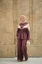 Women's Double Color Detailed Hooded Parachute Suit Plum - 4
