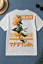 Orange Tokyo Design 100% Cotton Half Oversize White T-Shirt