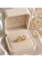 Orange Zircon Stone Gold Color Geometric Adjustable Ring – Modern Women's Ring