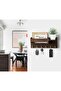 1 Solid Wood Wall Key Holder Organizer Shelf Entryway 6 Metal Hooks Basket Rustic Brown - 5
