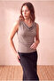 Women's Mink Cotton / Elastane Collared Sleeveless Side Gathered Detailed Blouse Darcy