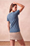 Women's Tile Blue Modal / Cotton Blend Regular Fit V-Neck Short Sleeve T-Shirt Delaney - 4