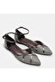 Large Size Platinum Glitter Belted Women's Ballerinas 41-42-43-44 - 2
