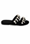 Elara Black Stone Embroidered Slippers