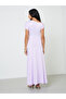 Purple Asymmetric Neck A-Line Maxi Dress - 5