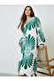 Plus Size Printed V-Neck Midi Dress