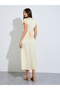 Yellow Satin Casual Maxi Dress - 5