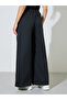 Black Wide Leg Pants with Elastic Waistband - 4