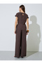Brown Cinched Top and Wide Leg Trousers Co-ord Set - 5