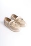 Lily Laceless Orthopedic Comfortable Sole Flower Patterned Women's Ballerina Shoes Ckt - Cream - 4