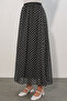Women's Long Polka Dot Skirt 8080 - Black - 4