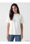 Lcw Modest White Floral Printed 100% Cotton Women's T-Shirt