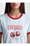 Blue Crew Neck Printed Women's T-Shirt - 4