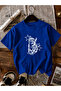 Women's Y2K Star Cat Printed Oversized T-Shirt Cobalt Bluemavi̇ Cobalt Bluemavi̇