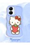 Vivo Y16 Compatible Case Camera Protector Blue Silicone Couple Phone Case Kitty Pattern - 2