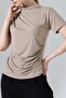Women's Stoned Sandy Draped High Neck Blouse - 4