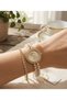 Women's Pearl Detailed Wristwatch and Zircon Stone Bracelet Set |   Elegant Quartz Women's Watch |   Stylish Daily S - 2