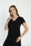 Women's Lace Detailed V-Neck Short Sleeve Combed Cotton Nightgown / Plus Size - 5