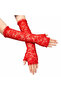 Long Elegant Lace Gloves Fingerless Red 35 cm (5047) - 2