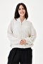 Beige Italian 100% Linen Embroidered Zippered Low Sleeve Oversize Linen Blouse Blouse Size 38 - 44 - 2