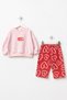 Baby Girl Top and Bottom Set with Heart Pattern and Love Print - 2