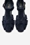 Alina Navy Blue Suede Genuine Leather Women's Sandals - 2