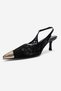 Clem Black Lace Detailed Gold Toe Women's Heeled Shoes - 6