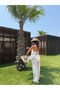 Beige Asymmetrical Summer Suit with Elastic Waist - 5