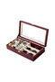 6-Watch and 3-Glasses Compartment Leather Organizer Box with Glass Lid |   Watch and Glasses Storage Box