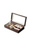 Multi-Purpose Leather Jewelry, Watch, and Glasses Organizer Box with Glass Lid