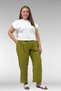 69014 Large Size Double Tensel Pants with Elastic Waist and Pockets - Oil Green - 2
