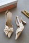 Milka Beige Matte Satin (8 cm Heel) Pointed Toe Daily Use Heeled Shoes - 5